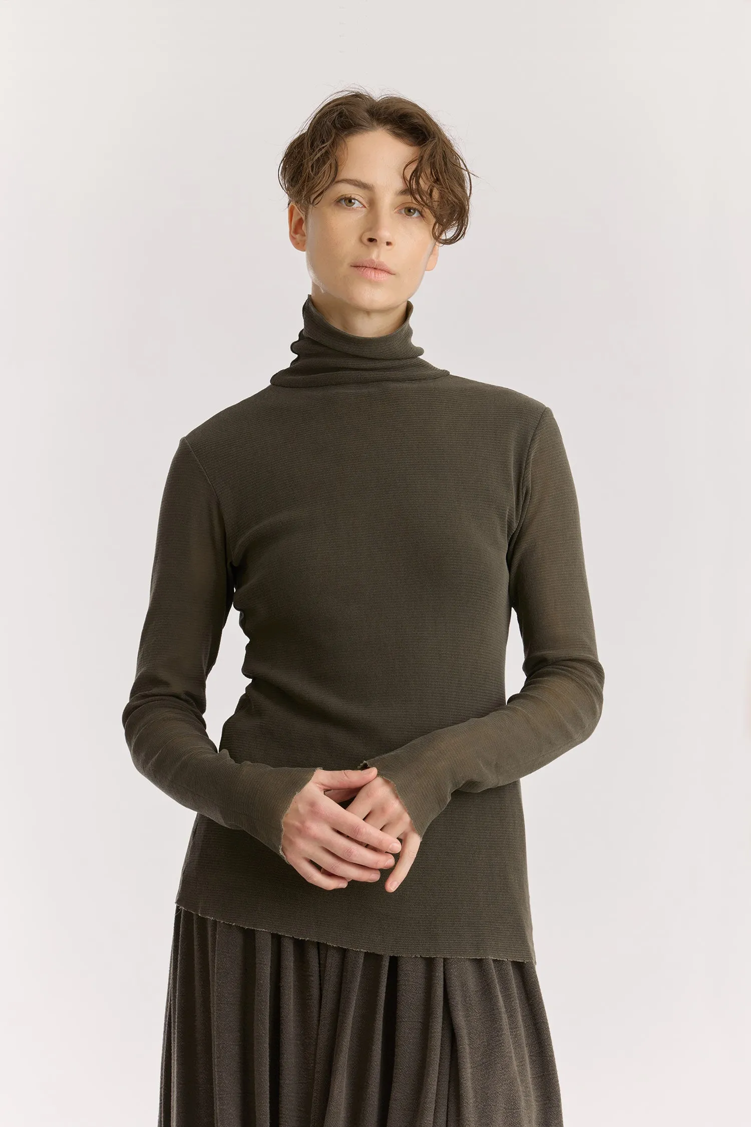 DOUBLE MESH TURTLENECK / SLATE / MC-TN04 sold by Black Crane product image thumbnail 2