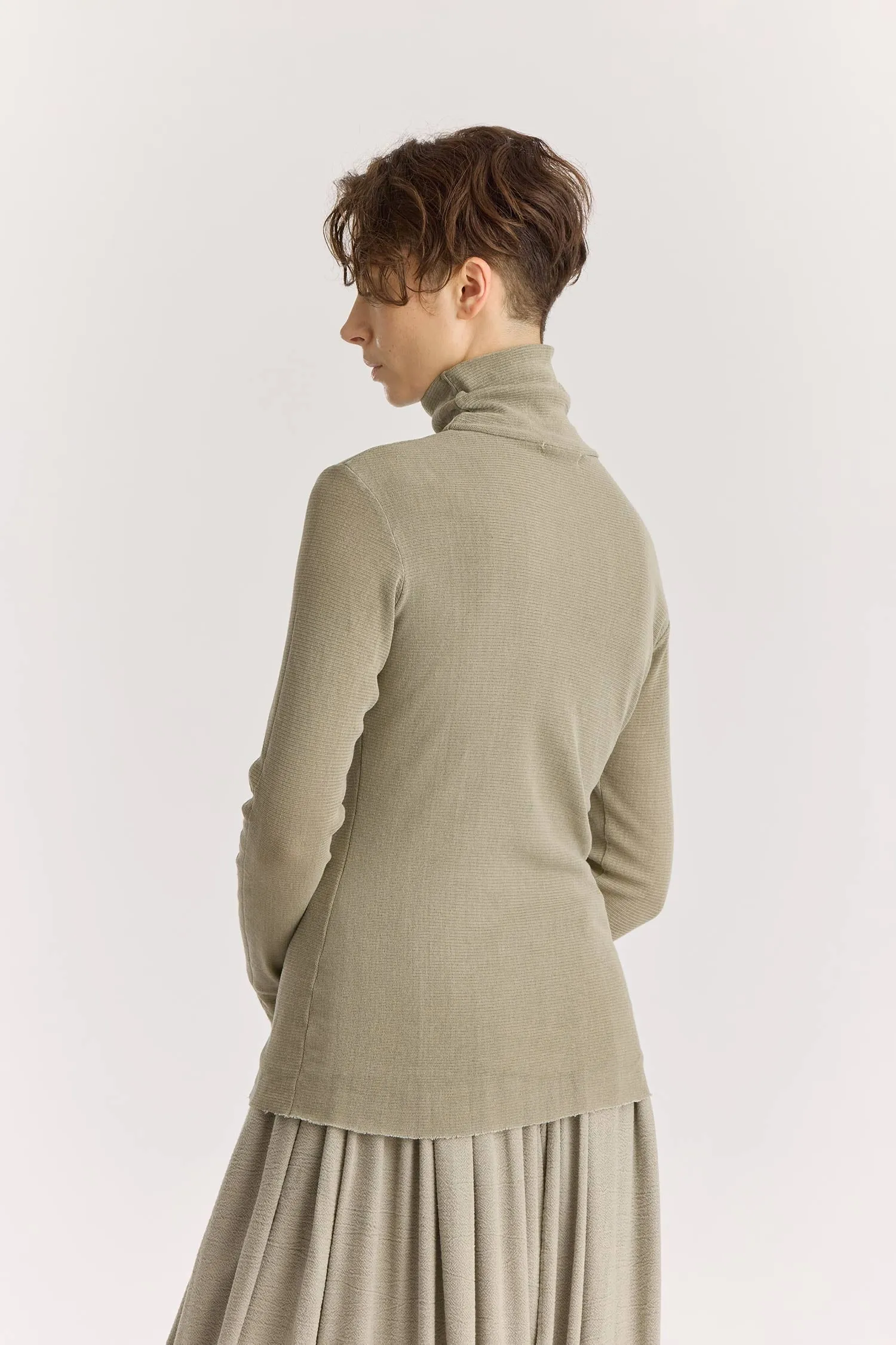 DOUBLE MESH TURTLENECK / LIMESTONE / MC-TN04 sold by Black Crane product image thumbnail 4