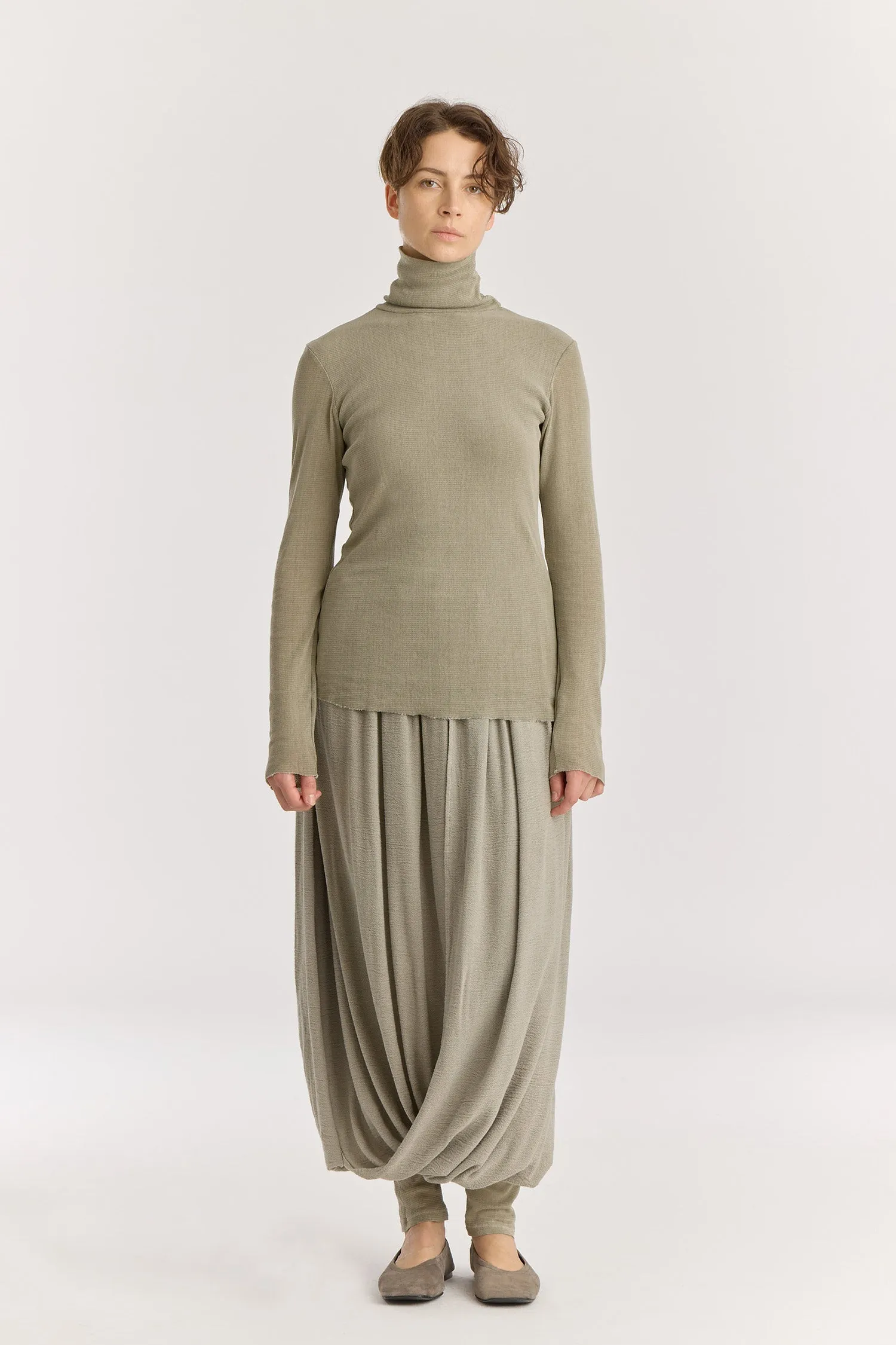 DOUBLE MESH TURTLENECK / LIMESTONE / MC-TN04 sold by Black Crane