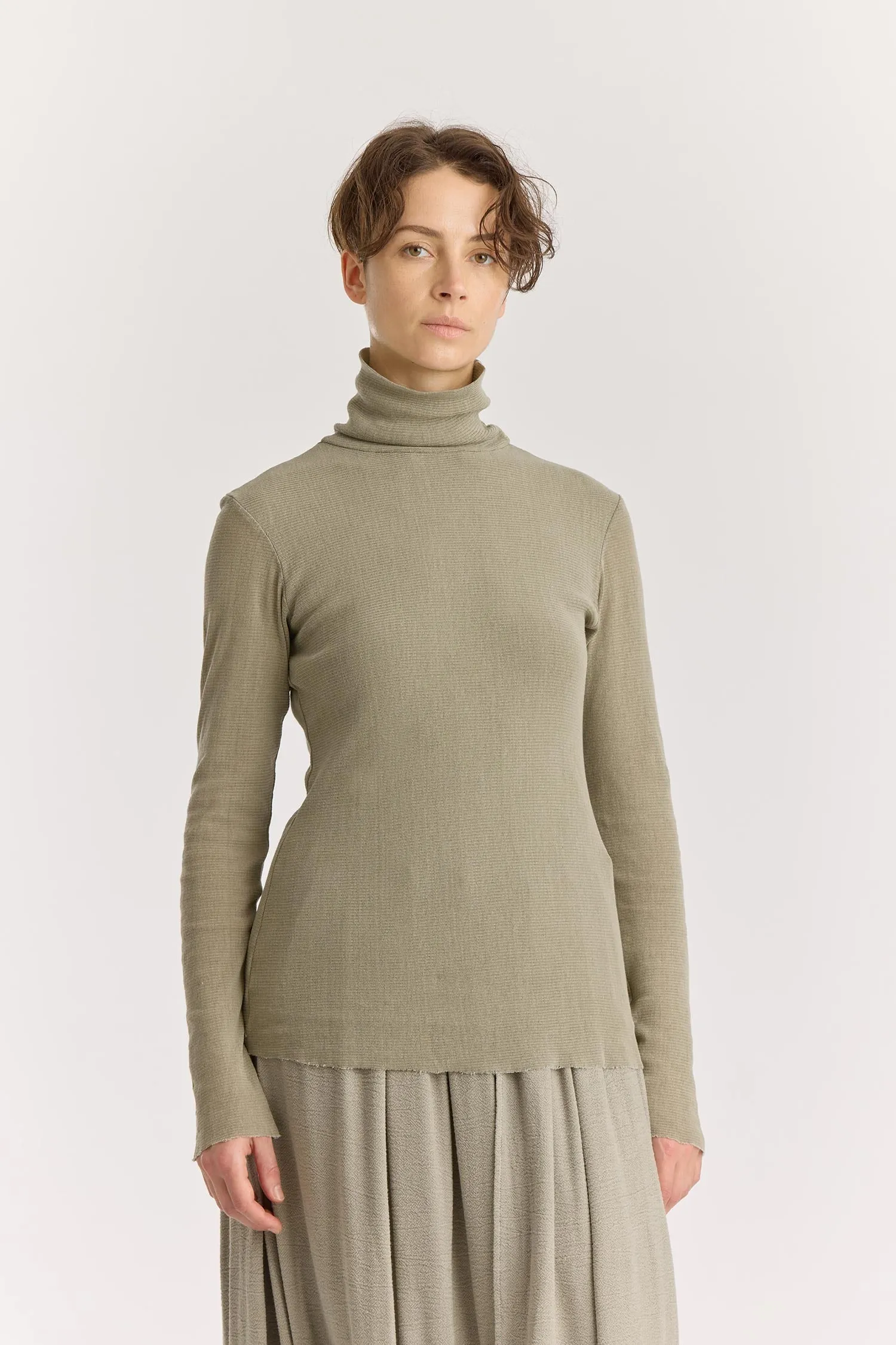 DOUBLE MESH TURTLENECK / LIMESTONE / MC-TN04 sold by Black Crane product image thumbnail 2