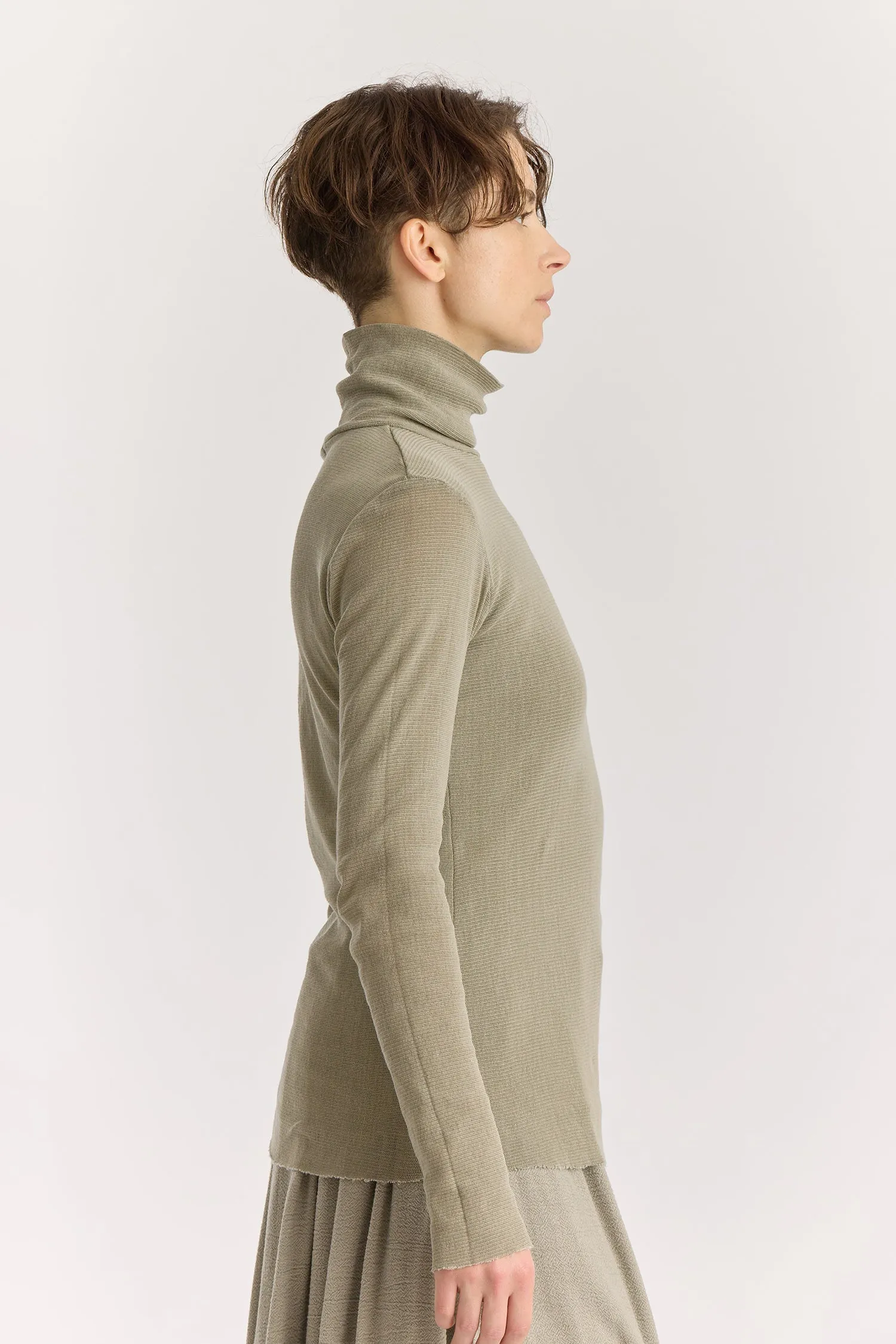 DOUBLE MESH TURTLENECK / LIMESTONE / MC-TN04 sold by Black Crane product image thumbnail 3