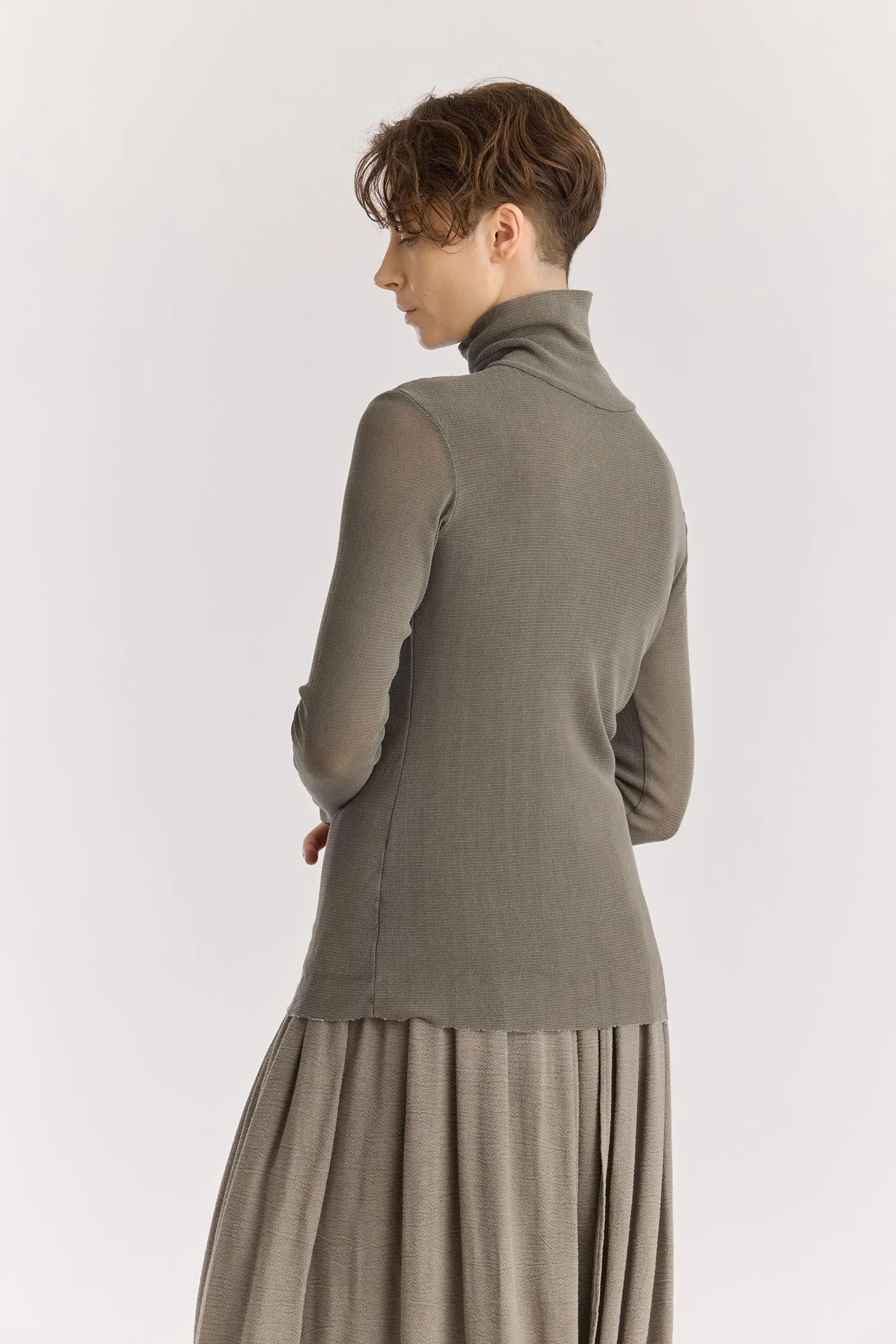 DOUBLE MESH TURTLENECK / DK. STONE / MC-TN04 sold by Black Crane product image thumbnail 4