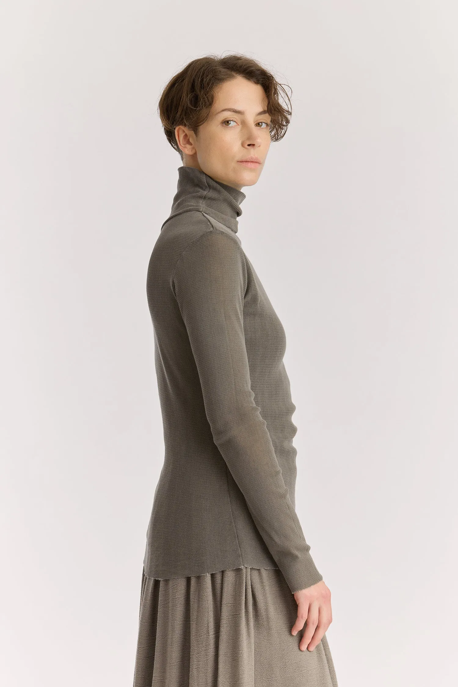 DOUBLE MESH TURTLENECK / DK. STONE / MC-TN04 sold by Black Crane product image thumbnail 3