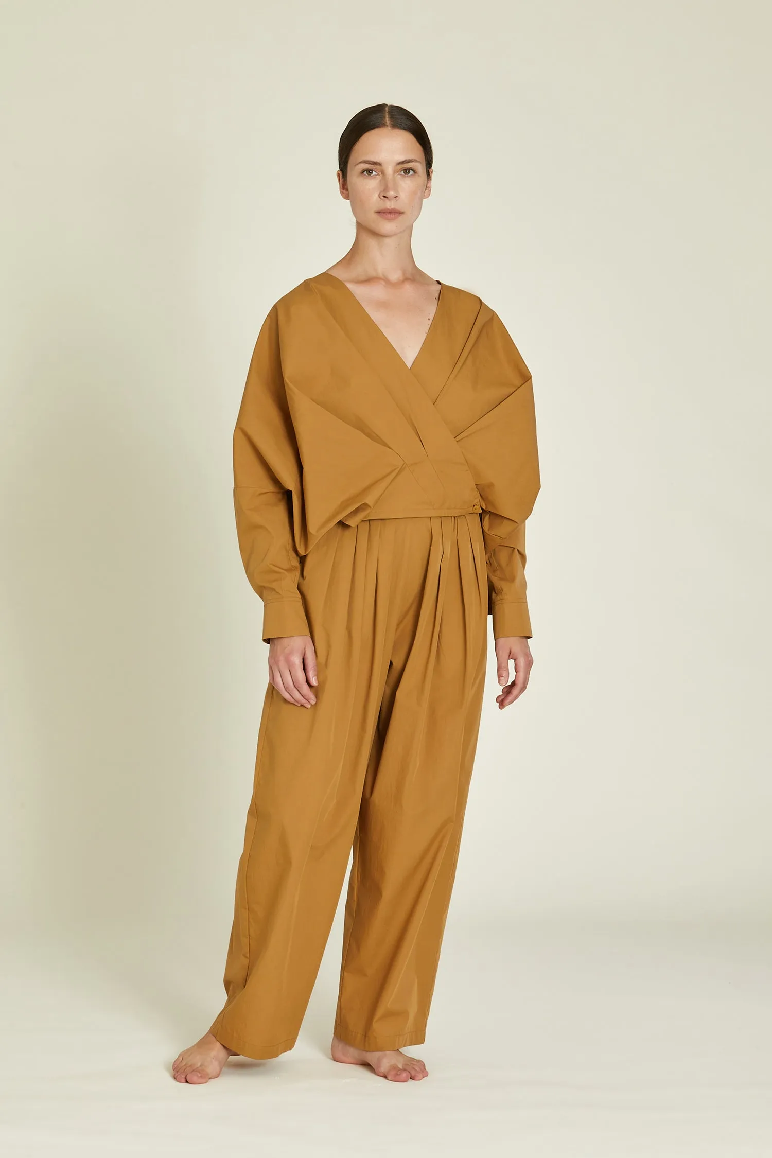 STRAIGHT DRAPED PANTS / CAMEL / OCP-SD05 sold by Black Crane product image thumbnail 2