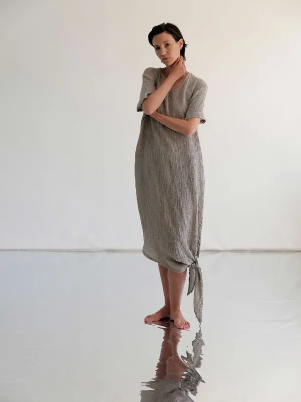 SIDE TIE DRESS / ASH / LP-STD24 made by Black Crane