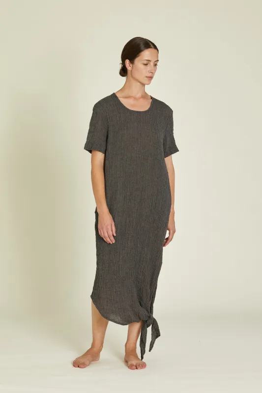 SIDE TIE DRESS / GREY NAVY / LP-STD24 made by Black Crane