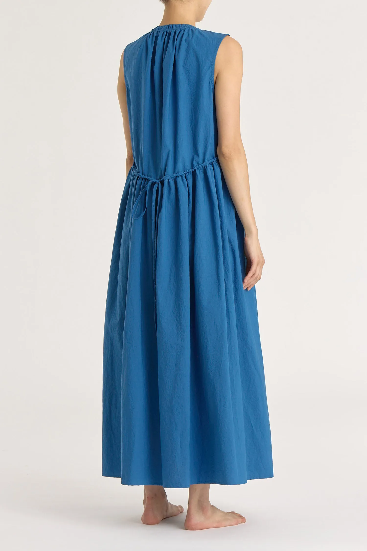 PLEATED V NECK DRESS (V-NECK) / BLUE / C-TVD13 sold by Black Crane product image thumbnail 4