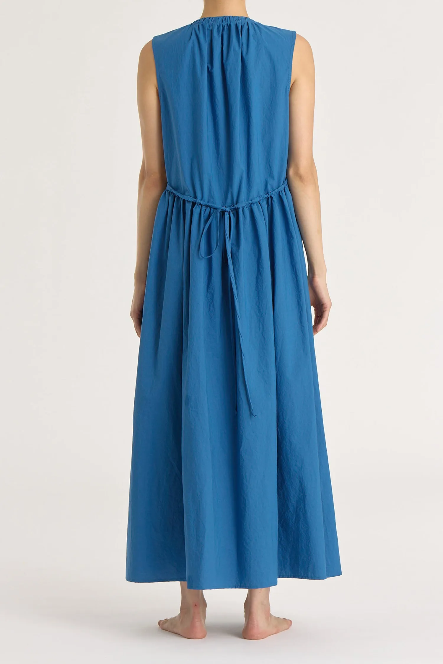 PLEATED V NECK DRESS (V-NECK) / BLUE / C-TVD13 sold by Black Crane product image thumbnail 5