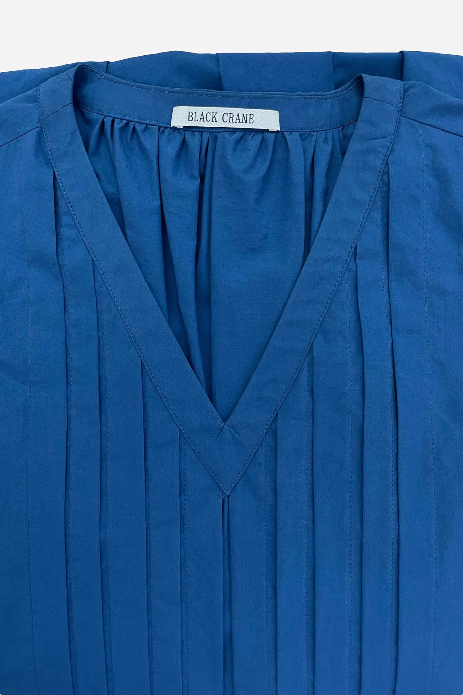 PLEATED V NECK DRESS (V-NECK) / BLUE / C-TVD13 sold by Black Crane product image thumbnail 2
