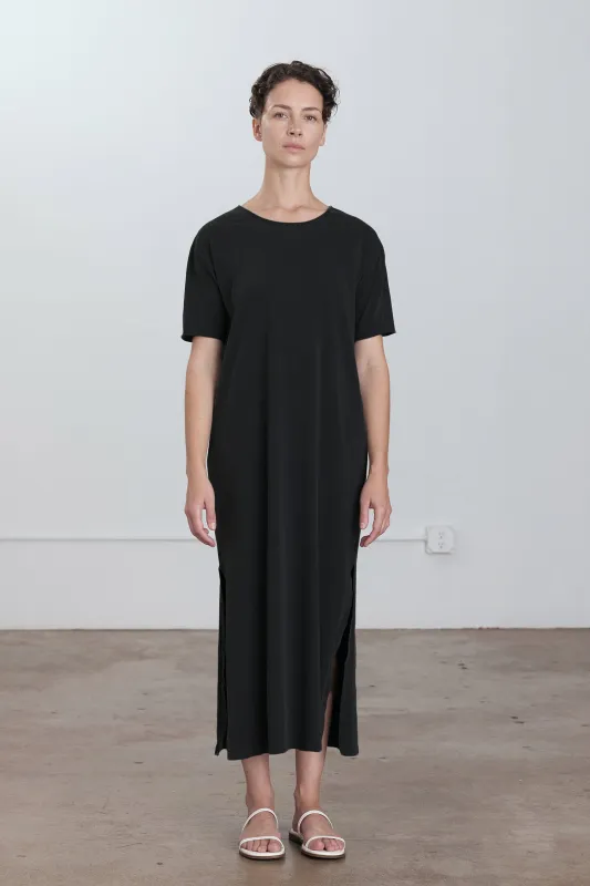 ORGANIC COTTON LONG TEE DRESS / BLACK / OC-LTD19 made by Black Crane