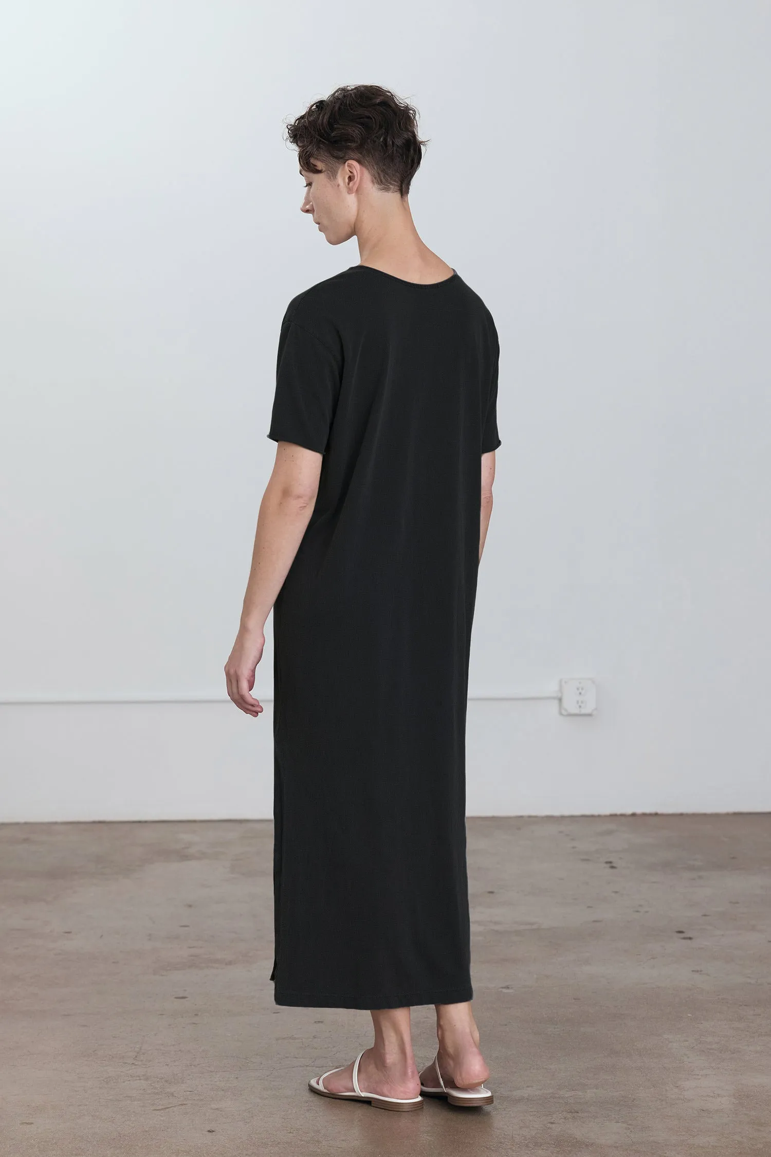 ORGANIC COTTON LONG TEE DRESS / BLACK / OC-LTD19 sold by Black Crane product image thumbnail 3