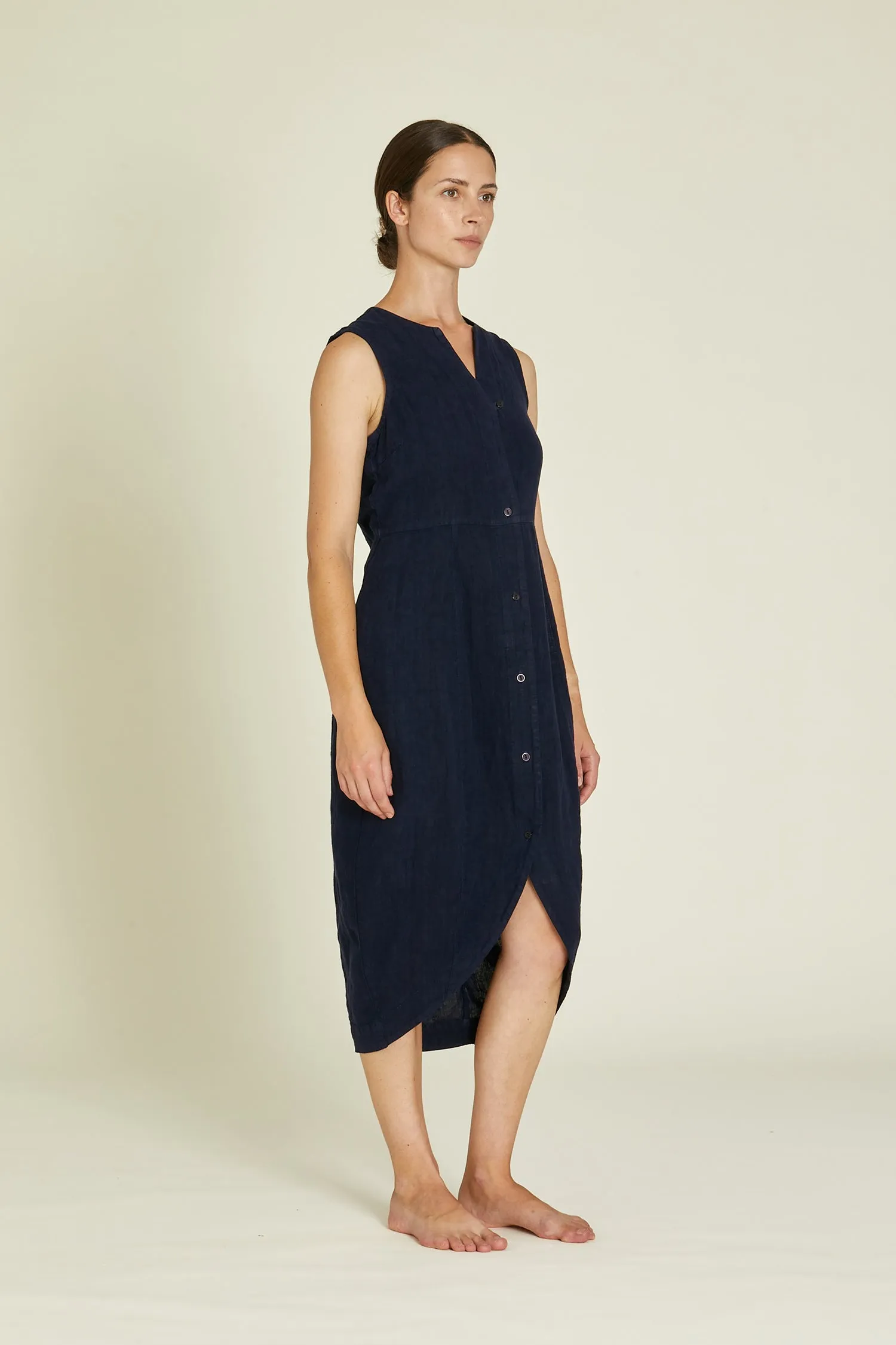 LEAF DRESS / INDIGO / L-LFD26 sold by Black Crane