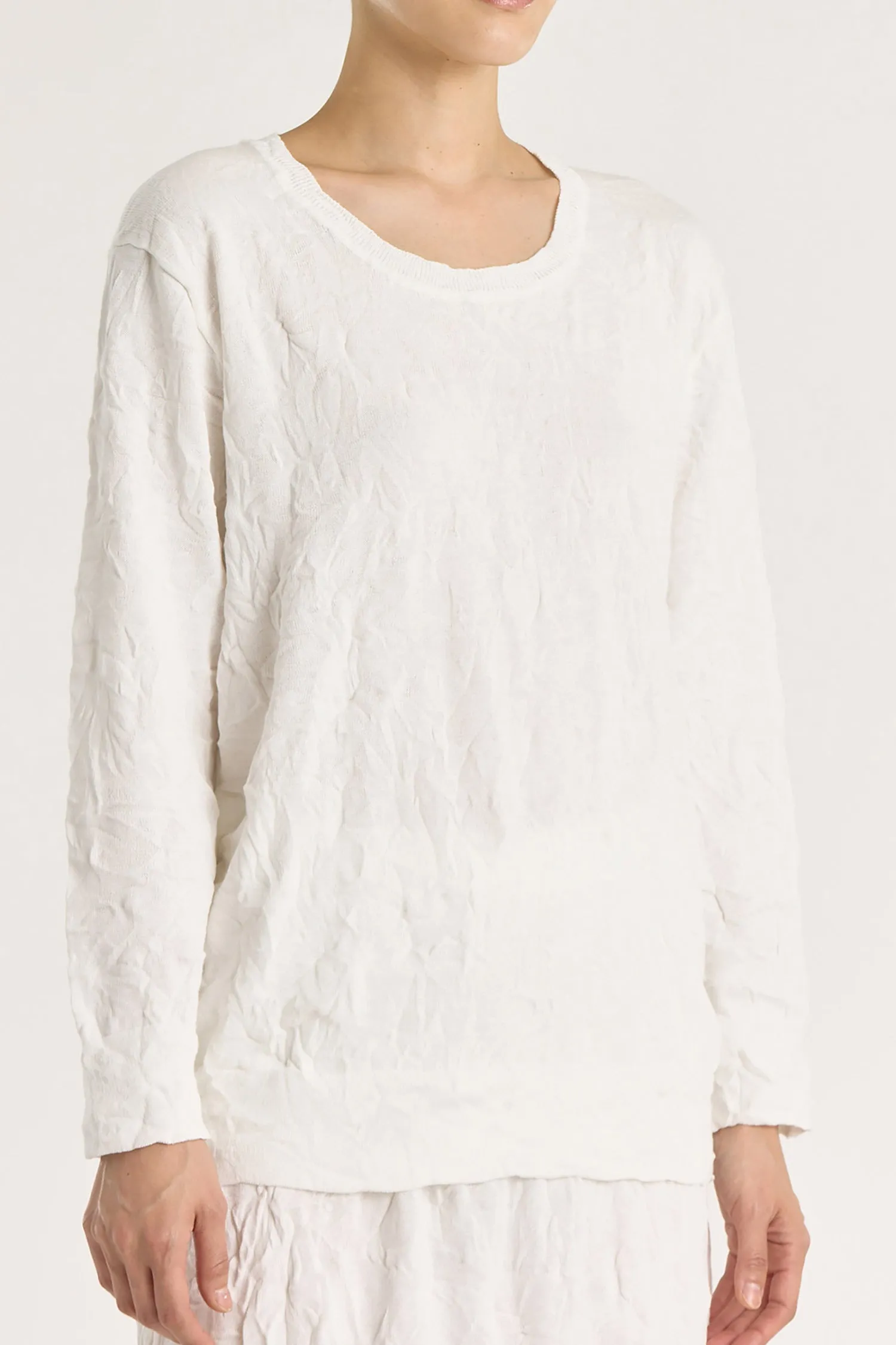 CRINKLED SUMMER KNIT TOP / WHITE / CP-LCK09 sold by Black Crane