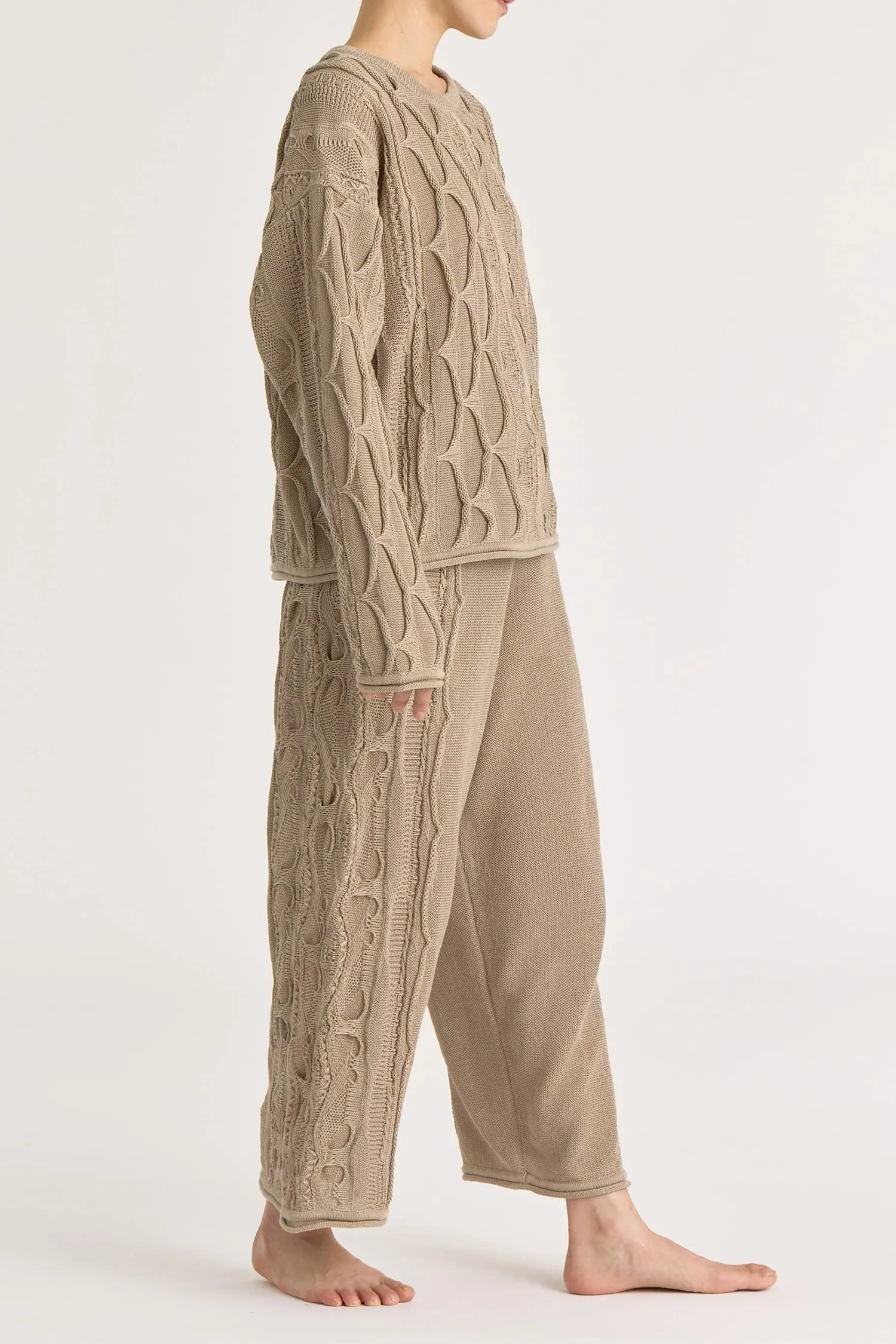 CABLE KNIT PANTS / TAUPE / C-CBP25 sold by Black Crane product image thumbnail 4