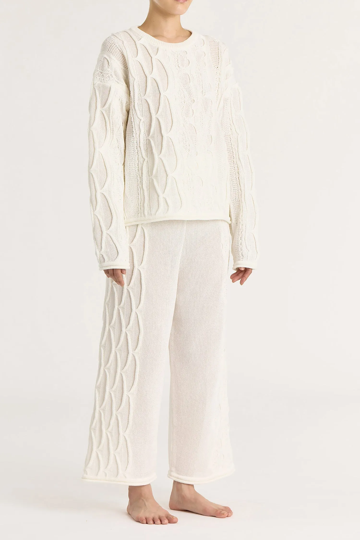 CABLE KNIT PANTS / IVORY / C-CBP25 sold by Black Crane product image thumbnail 4