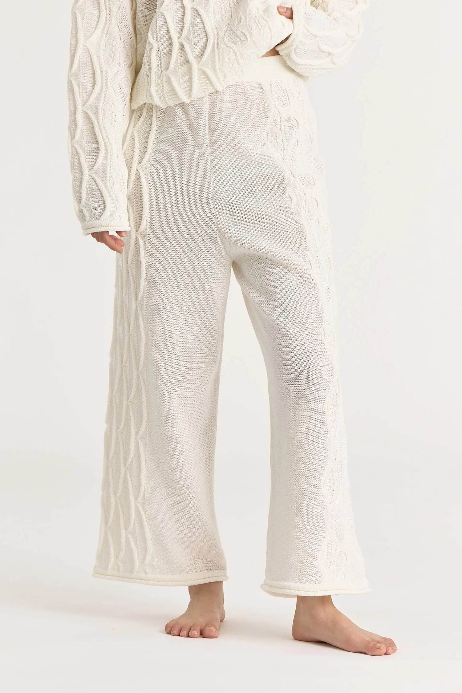 CABLE KNIT PANTS / IVORY / C-CBP25 sold by Black Crane product image thumbnail 3