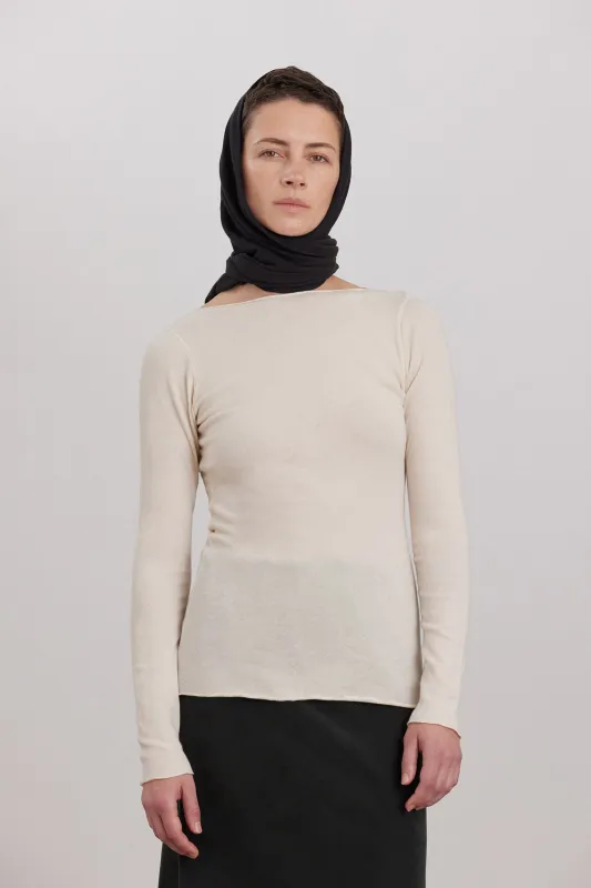 BOAT NECK LONG SLEEVE / NATURAL made by Black Crane