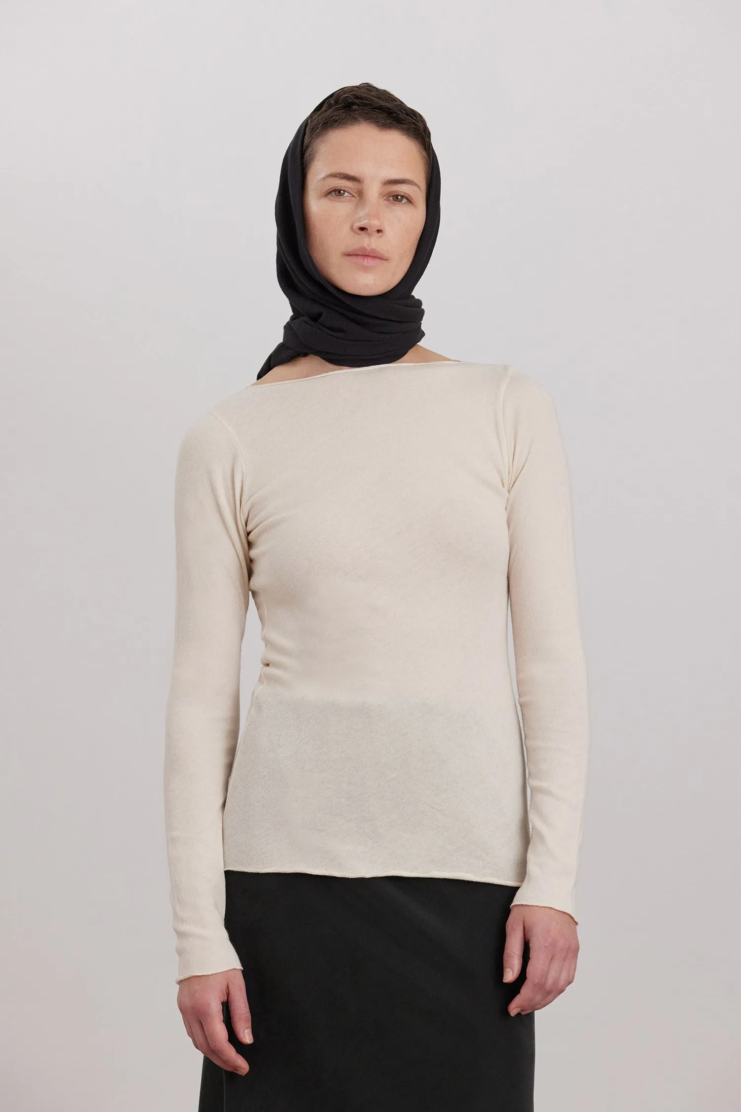 BOAT NECK LONG SLEEVE / NATURAL sold by Black Crane