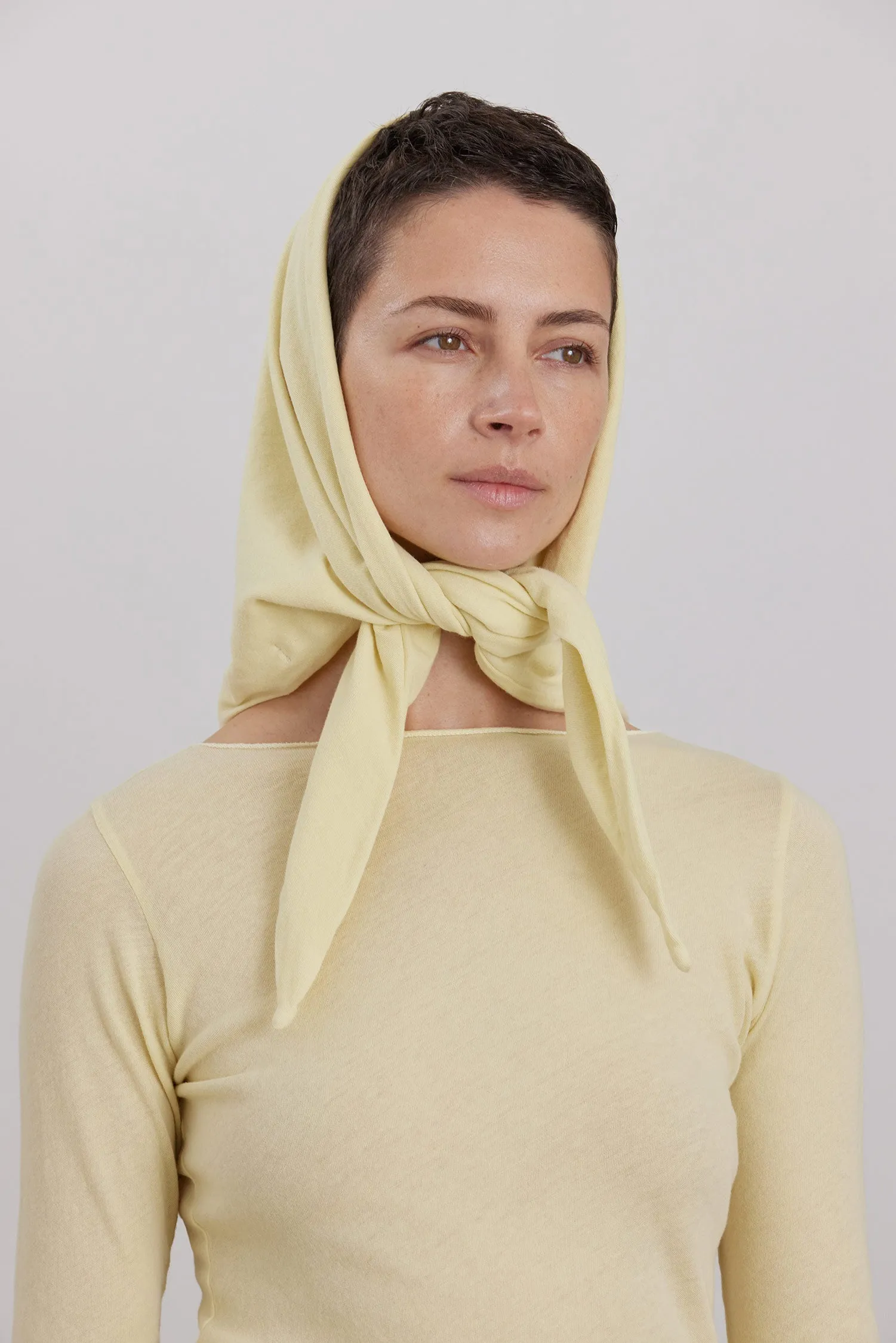 ORGANIC COTTON CASHMERE TRIANGLE SCARF / CUSTARD sold by Black Crane product image thumbnail 3