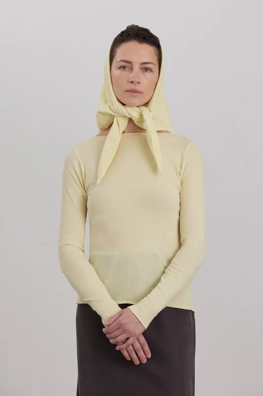 ORGANIC COTTON CASHMERE TRIANGLE SCARF / CUSTARD made by Black Crane