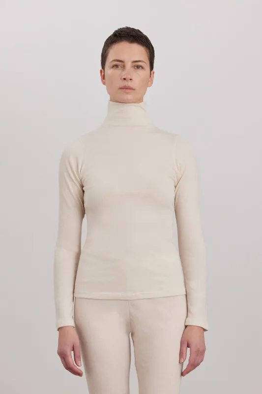 ORGANIC COTTON CASHMERE TURTLE NECK LONG SLEEVE / NATURAL made by Black Crane