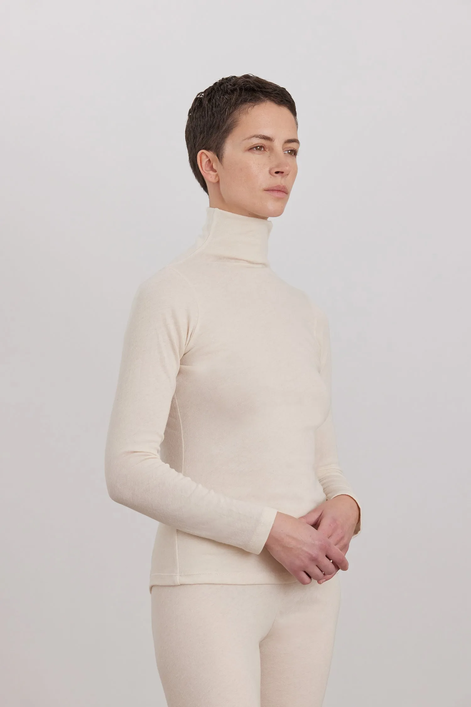 ORGANIC COTTON CASHMERE TURTLE NECK LONG SLEEVE / NATURAL sold by Black Crane product image thumbnail 3