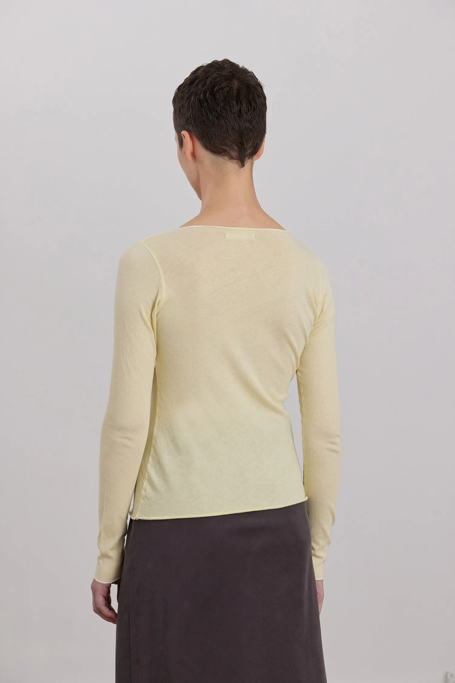 ORGANIC COTTON CASHMERE BOAT NECK LONG SLEEVE / CUSTARD sold by Black Crane product image thumbnail 4