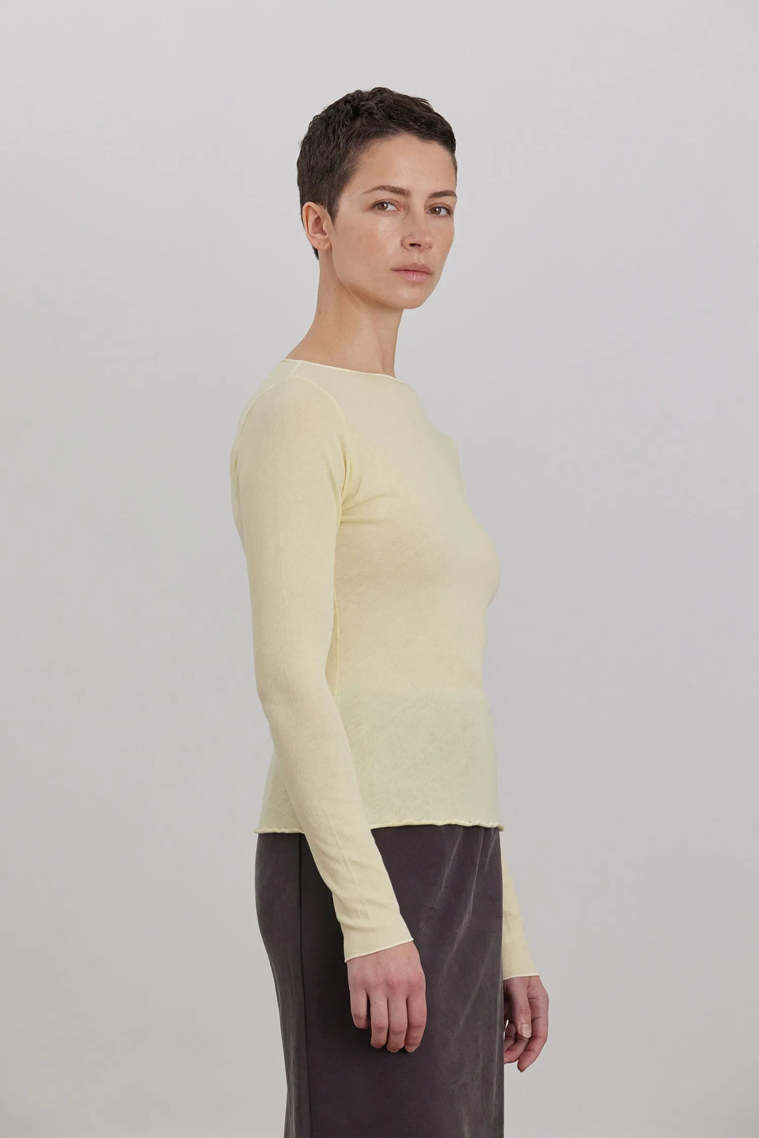 ORGANIC COTTON CASHMERE BOAT NECK LONG SLEEVE / CUSTARD sold by Black Crane product image thumbnail 3