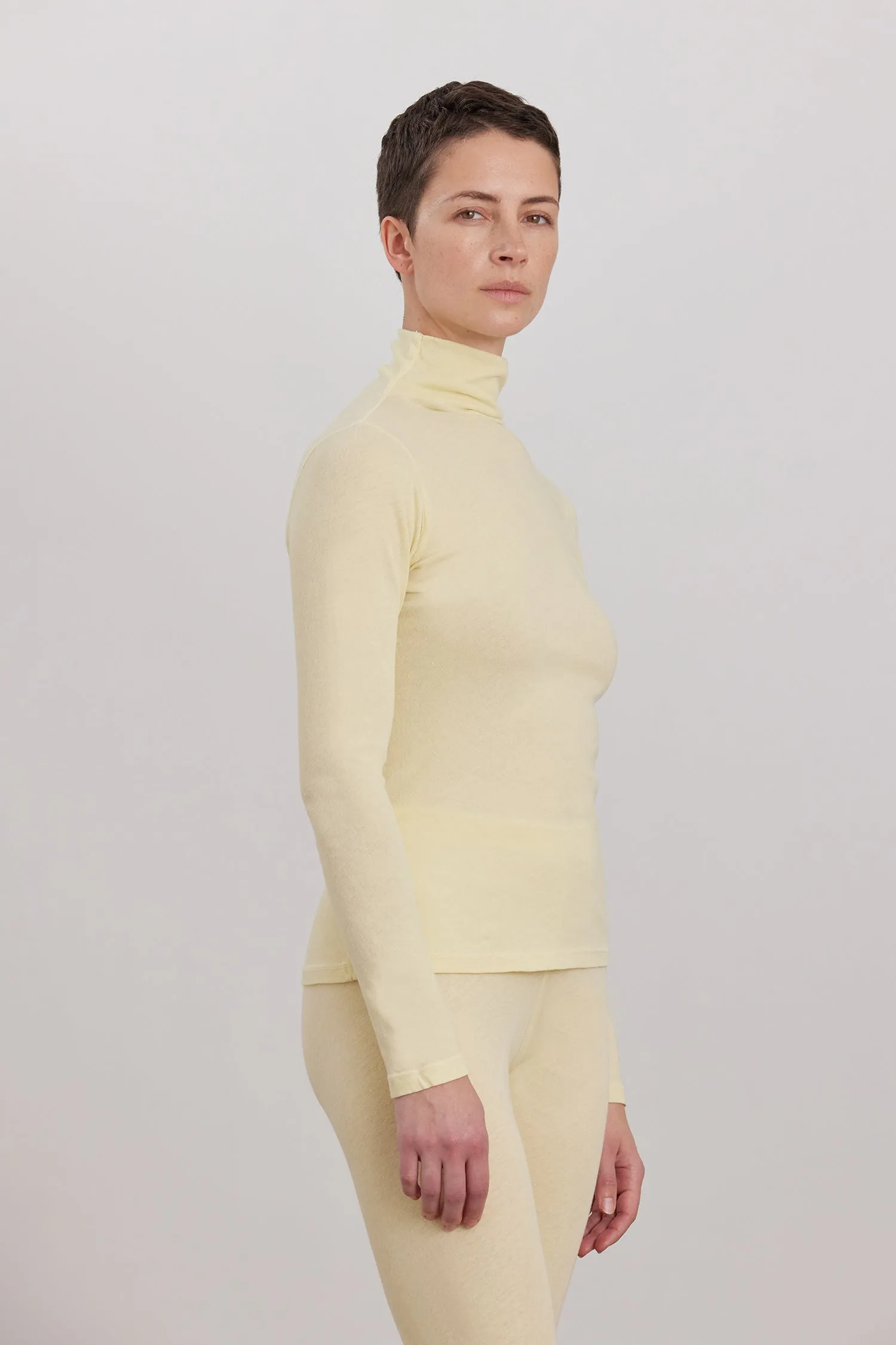 ORGANIC COTTON CASHMERE TURTLE NECK LONG SLEEVE / CUSTARD sold by Black Crane product image thumbnail 3