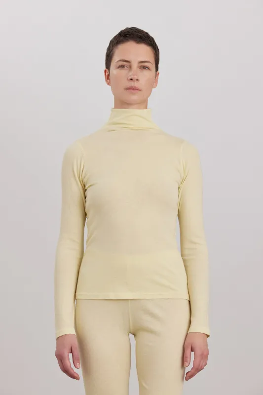 ORGANIC COTTON CASHMERE TURTLE NECK LONG SLEEVE / CUSTARD made by Black Crane