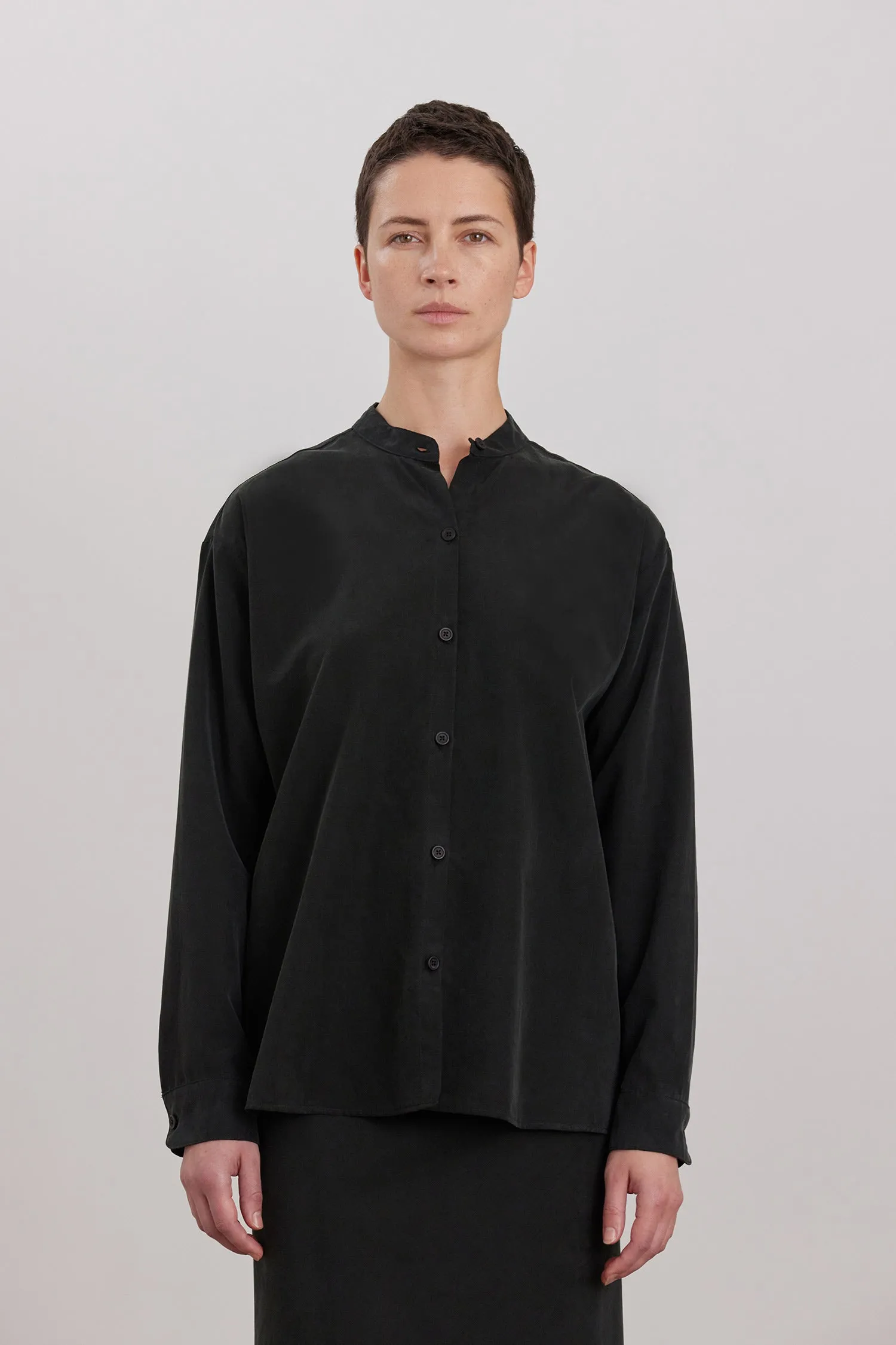 MAO COLLAR SHIRTS / BLACK sold by Black Crane product image thumbnail 3