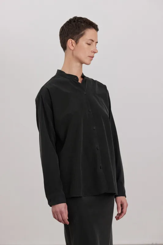 MAO COLLAR SHIRTS / BLACK made by Black Crane