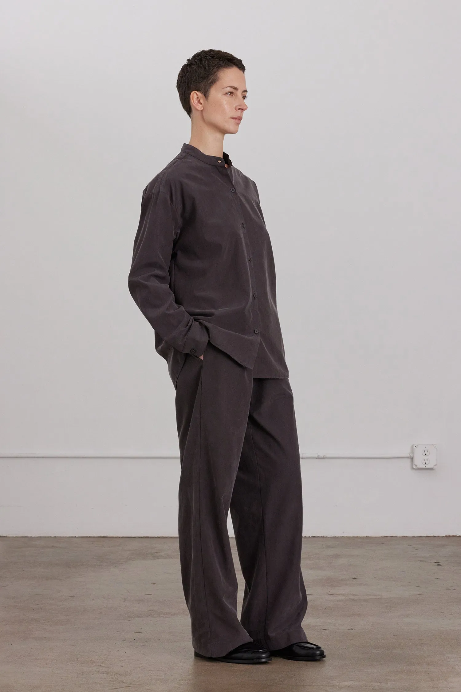 MAO COLLAR SHIRTS / DK. PLUM sold by Black Crane product image thumbnail 4
