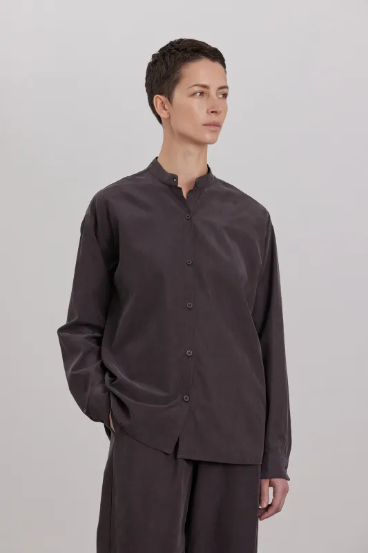 MAO COLLAR SHIRTS / DK. PLUM made by Black Crane