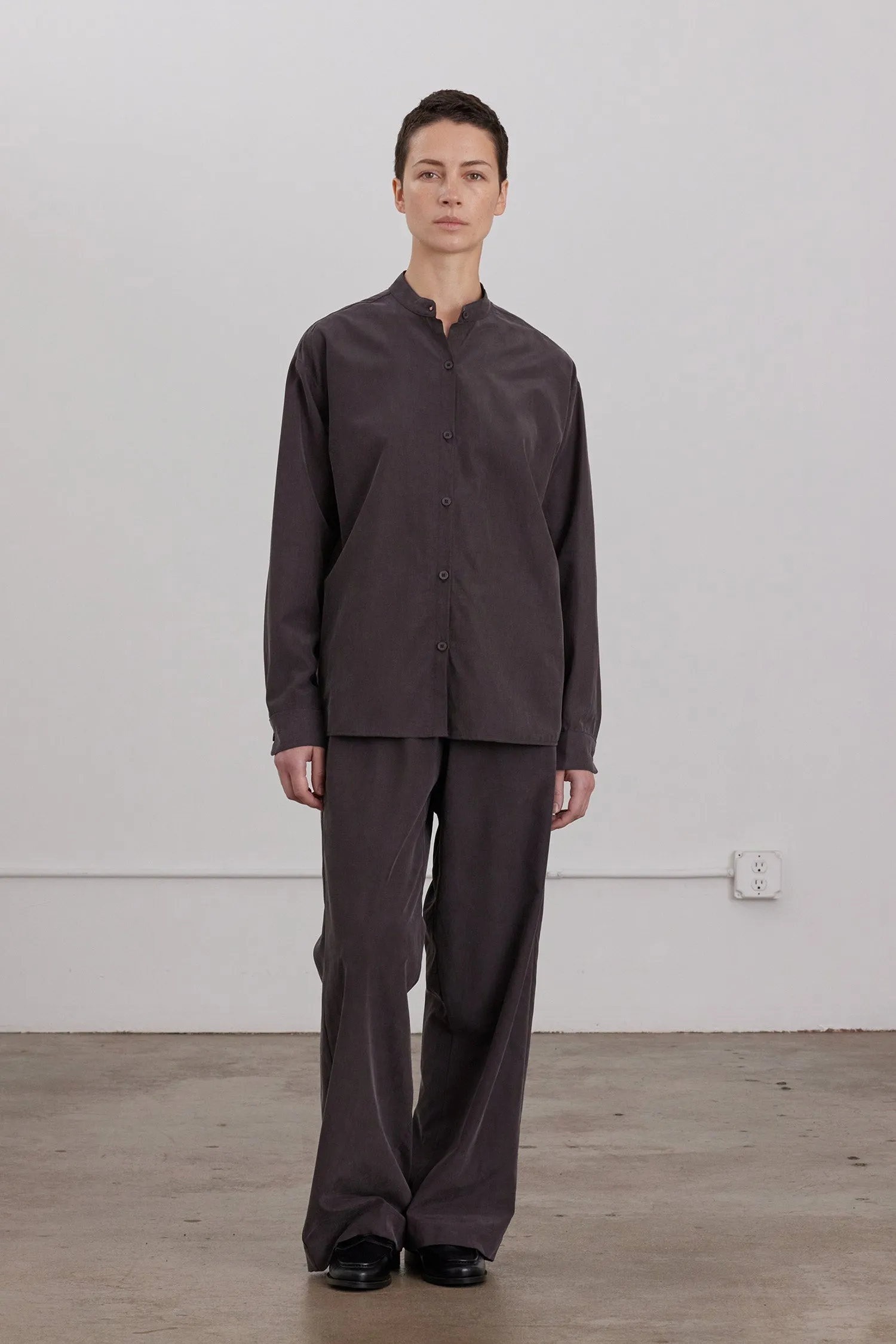 MAO COLLAR SHIRTS / DK. PLUM sold by Black Crane product image thumbnail 2