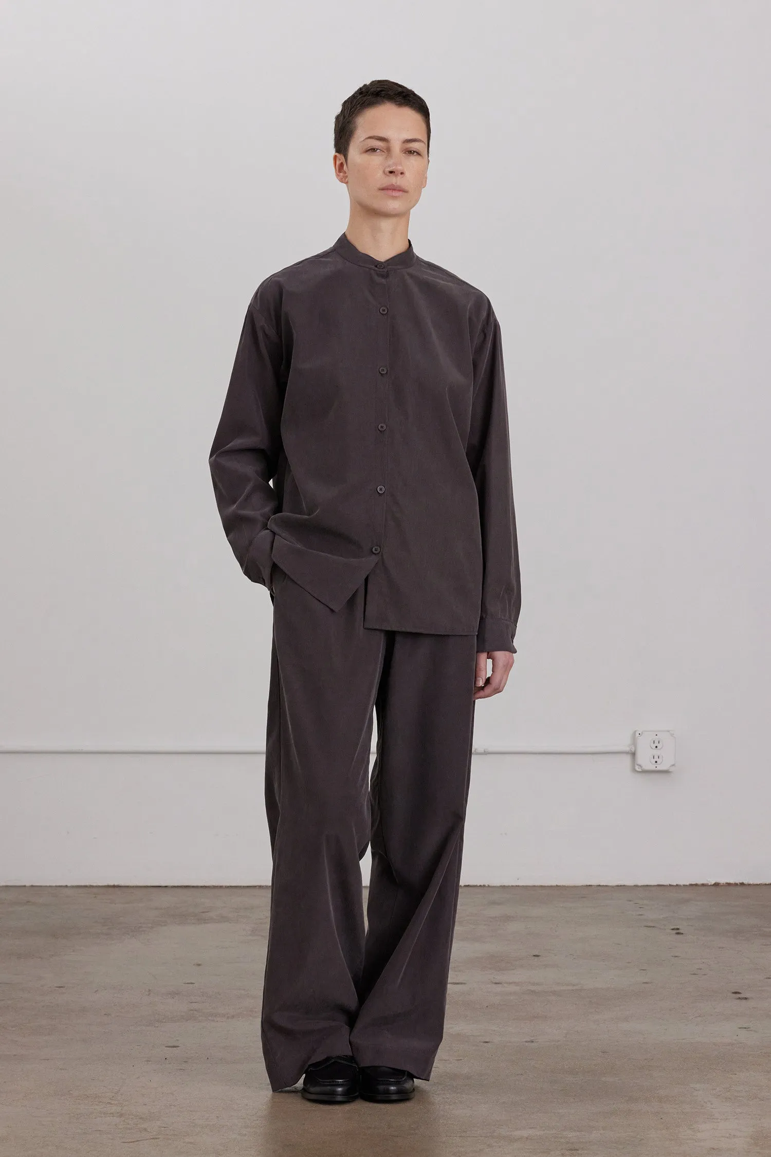 MAO COLLAR SHIRTS / DK. PLUM sold by Black Crane product image thumbnail 3