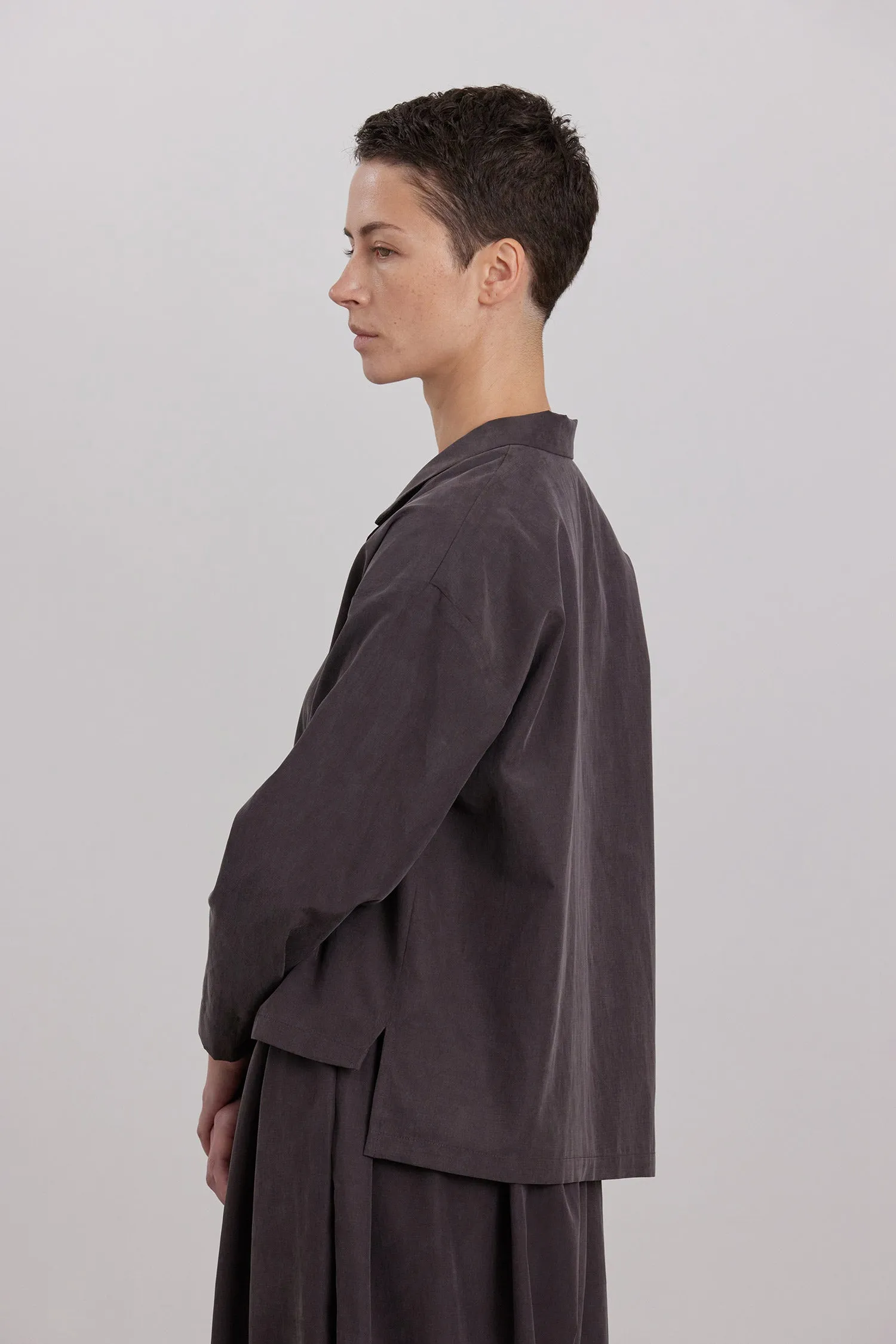 CROPPED L/S SHIRTS / DK. PLUM sold by Black Crane product image thumbnail 4