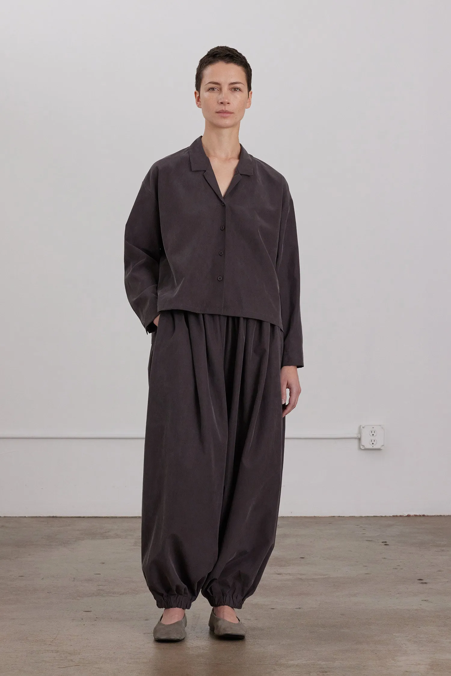 CROPPED L/S SHIRTS / DK. PLUM sold by Black Crane product image thumbnail 2