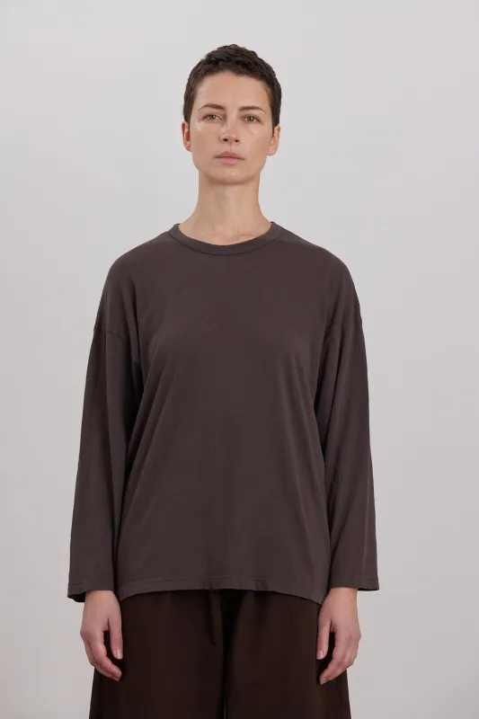 ORGANIC COTTON LOOSE FIT LONG SLEEVE / DK. CACAO made by Black Crane