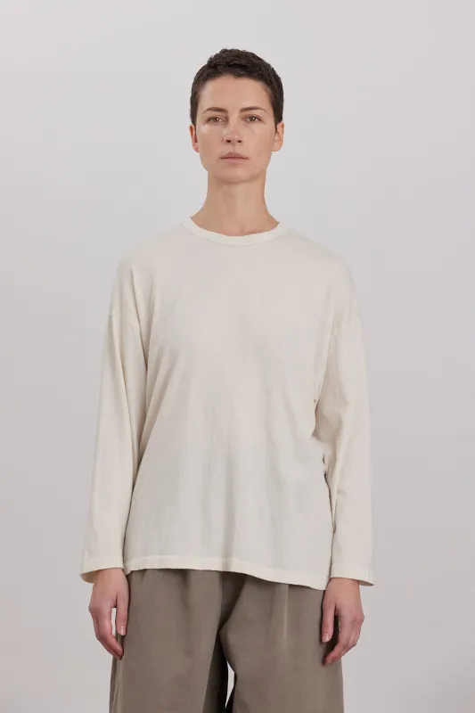 ORGANIC COTTON LOOSE FIT LONG SLEEVE / WHITE made by Black Crane