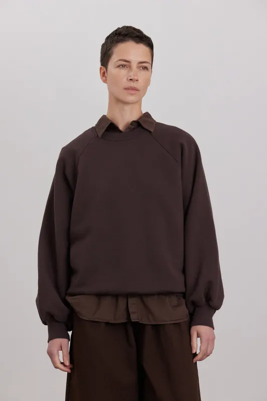 ORGANIC COTTON CASHMERE RAGLAN SWEATSHIRT / DK.CACAO made by Black Crane
