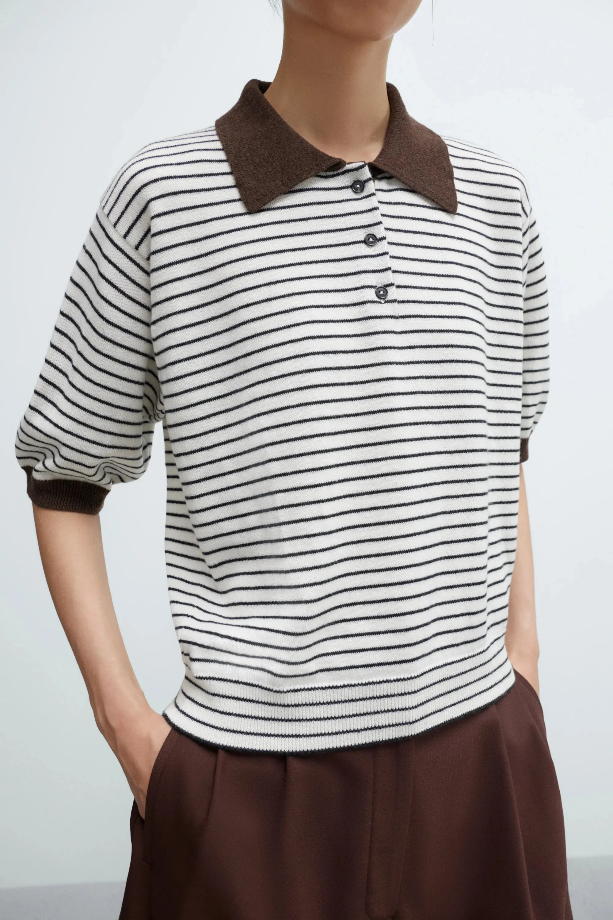 MERINO WOOL STRIPED POLO sold by Ali Golden product image thumbnail 3