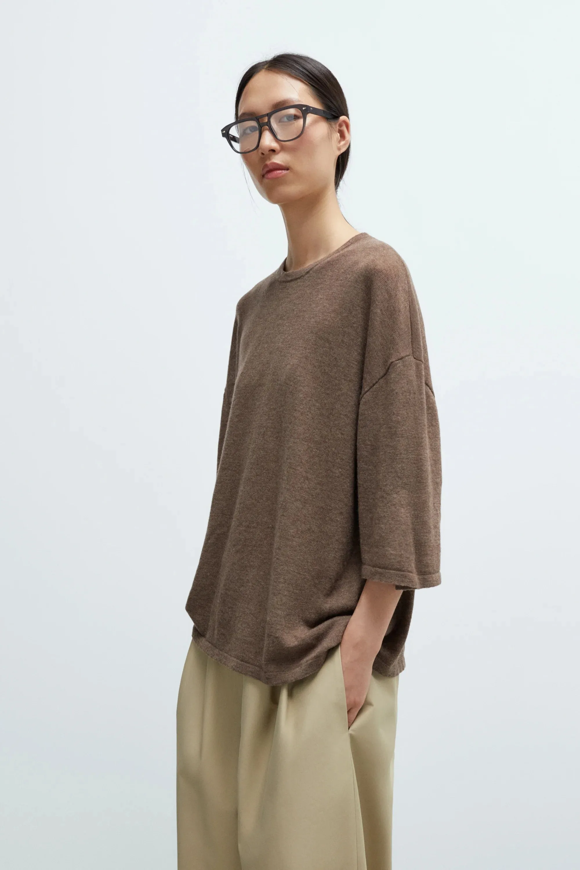 MERINO WOOL OVERSIZED T-SHIRT - DEEP TAUPE sold by Ali Golden product image thumbnail 5