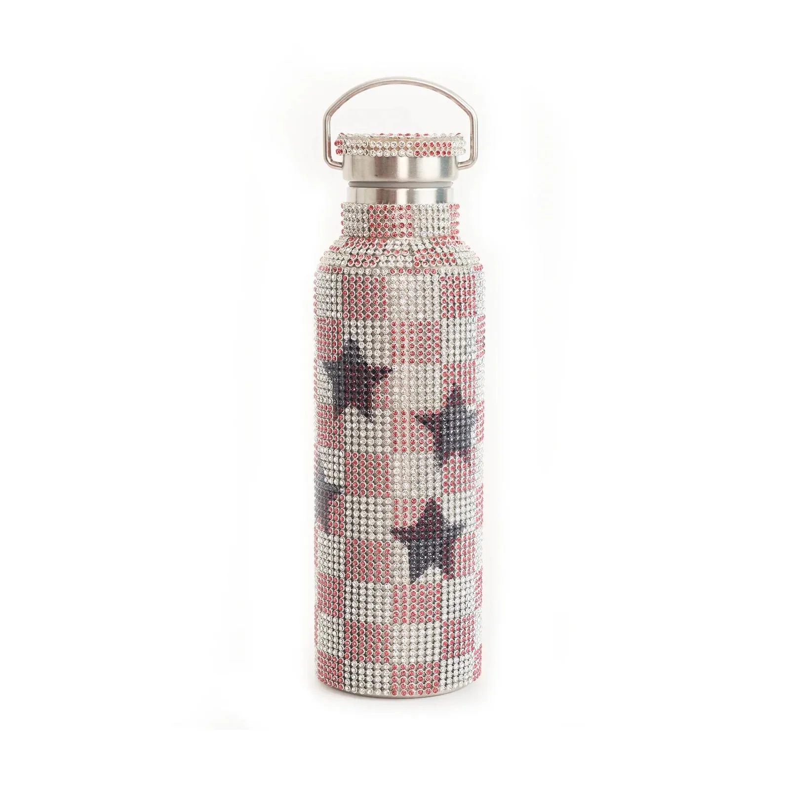 RHINESTONE WATER BOTTLE - PINK STAR CHECK sold by Ali Golden
