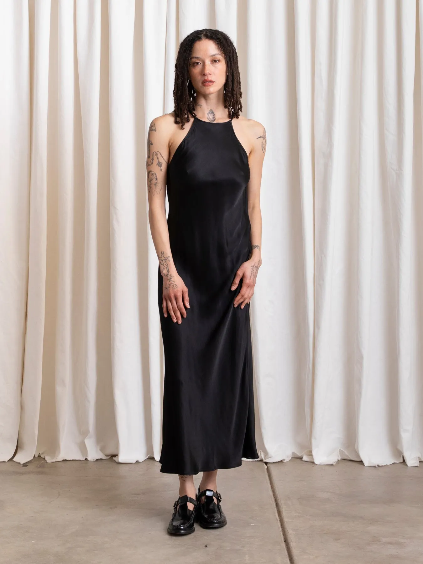 HIGH NECK BIAS DRESS - DARK TAUPE sold by Ali Golden product image thumbnail 2