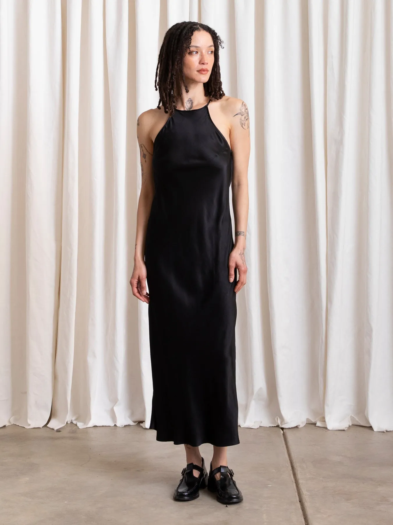 HIGH NECK BIAS DRESS - DARK TAUPE sold by Ali Golden product image thumbnail 3