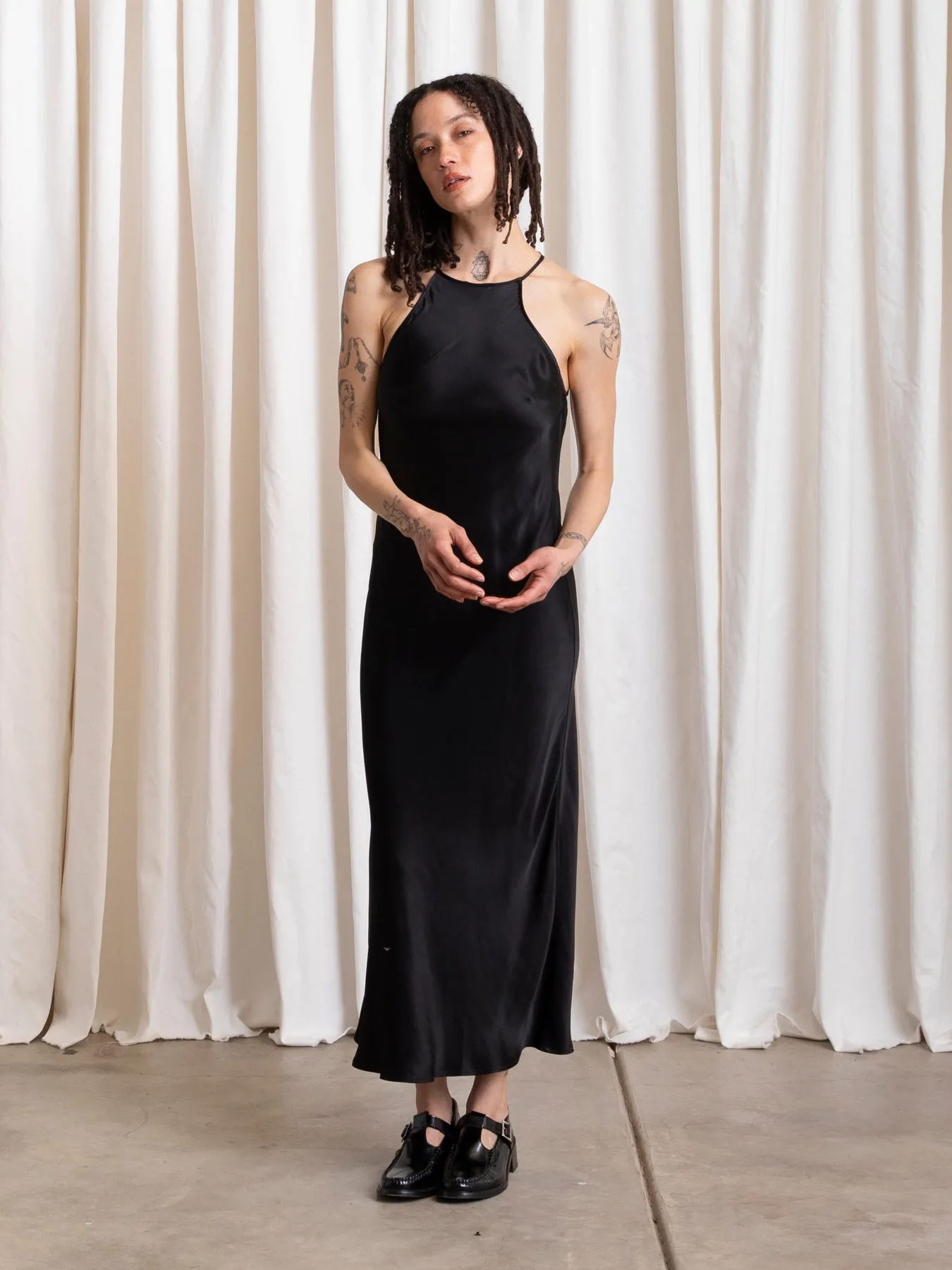 HIGH NECK BIAS DRESS - DARK TAUPE sold by Ali Golden product image thumbnail 4