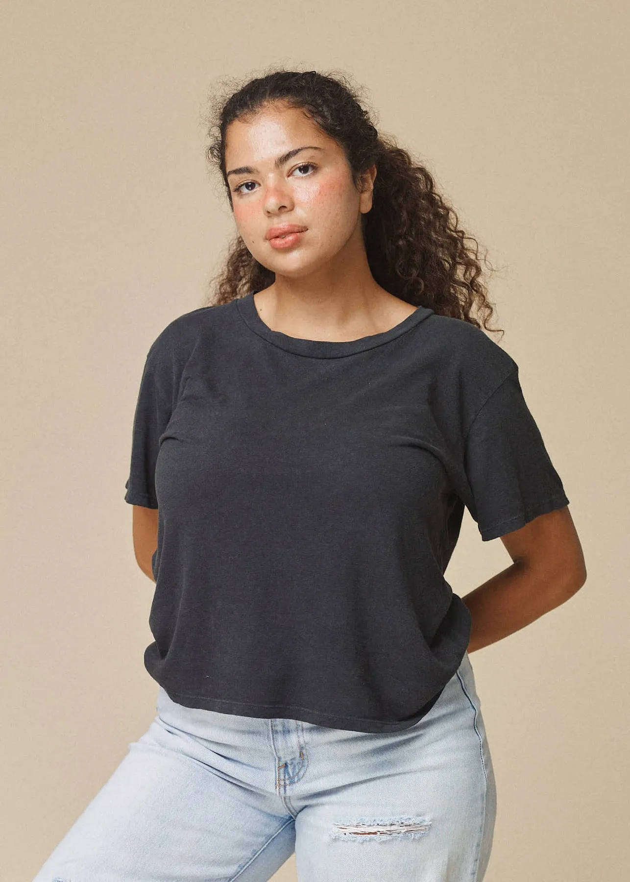CROPPED LOREL TEE - COFFEE BEAN sold by Ali Golden product image thumbnail 2