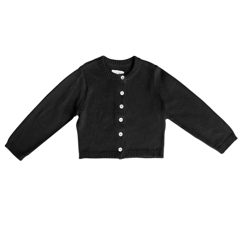 CHUNKY COTTON CARDI - NOIR made by Maria Stanley