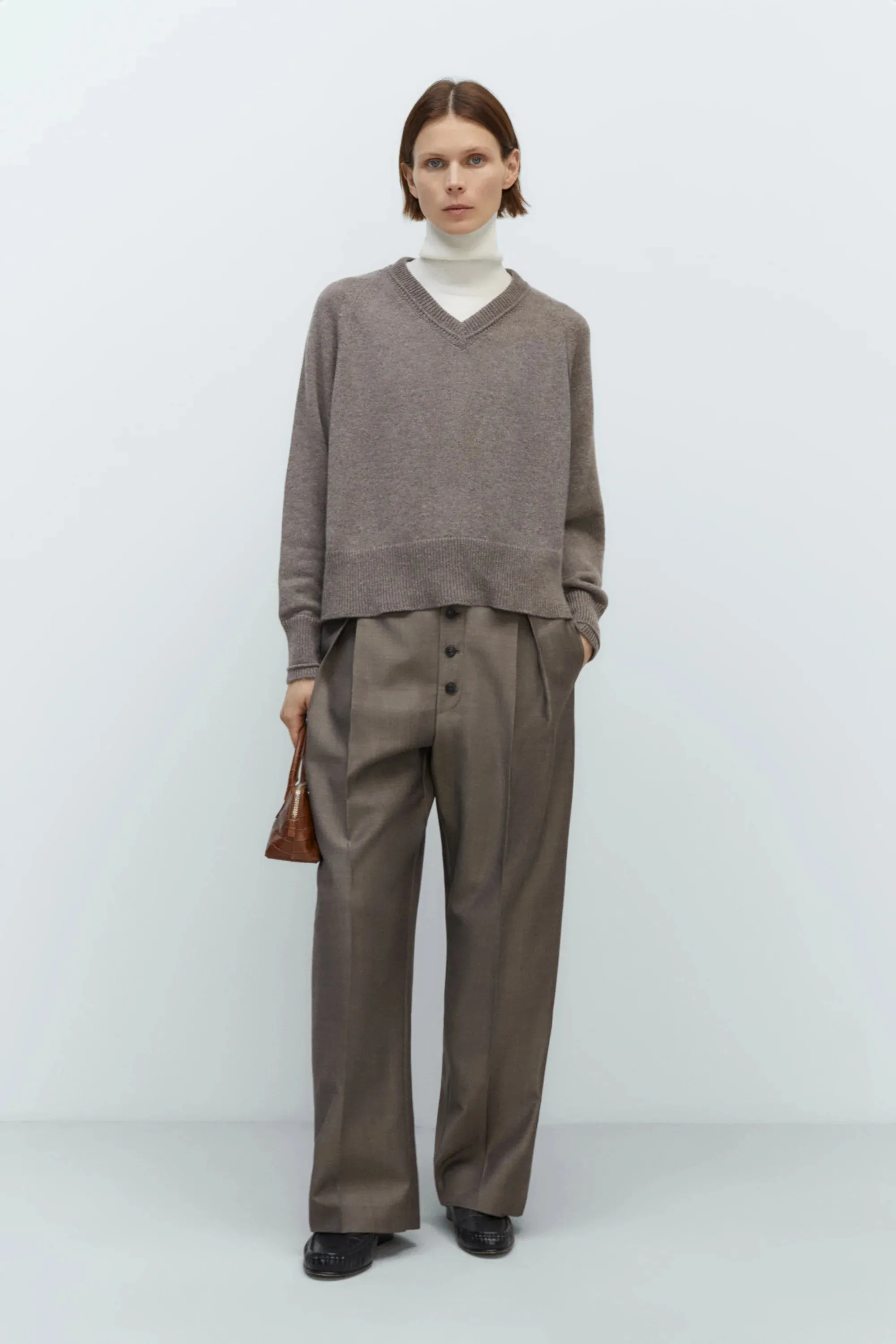 CASHMERE V-NECK SWEATER - TAUPE sold by Ali Golden product image thumbnail 2